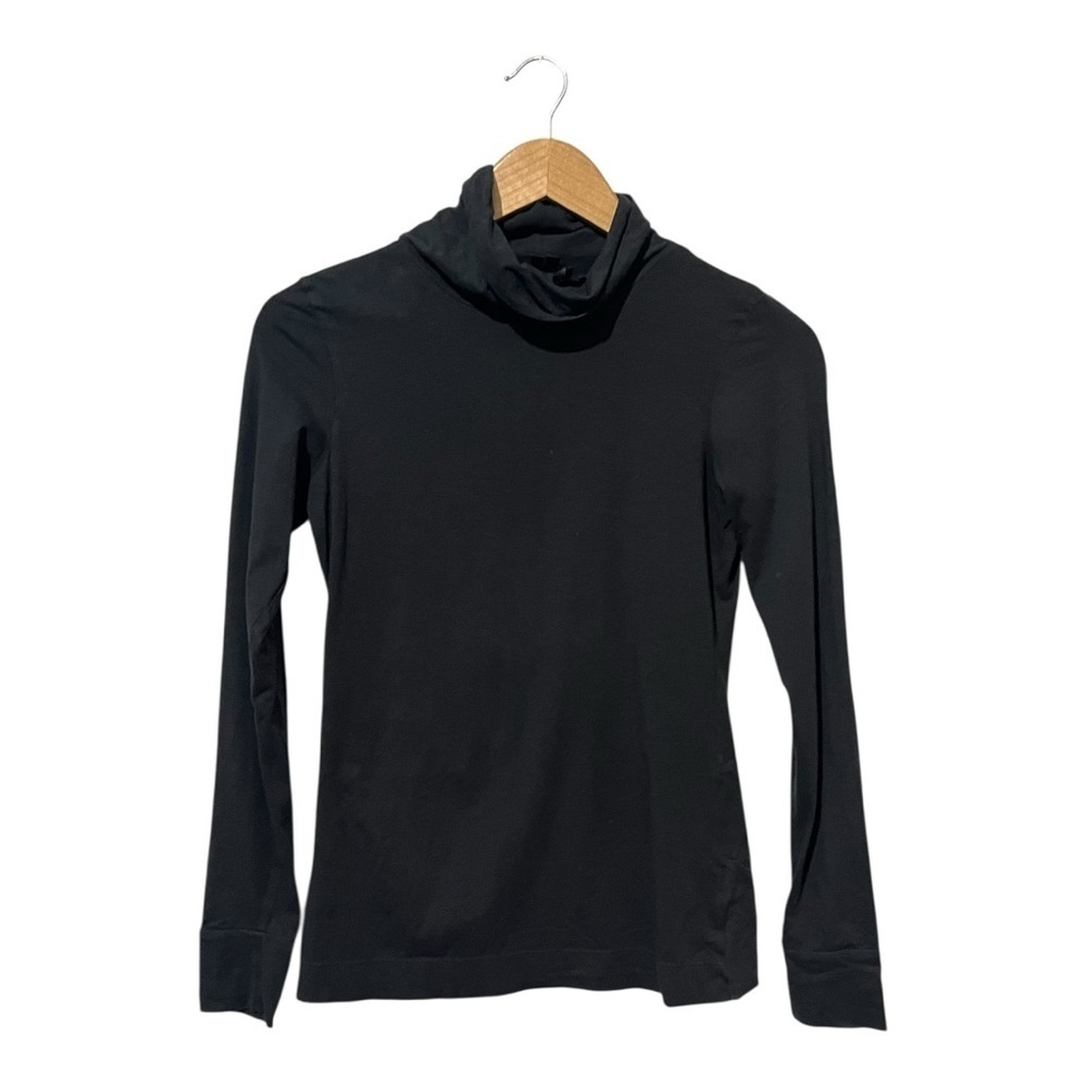Theory Turtleneck Long Sleeve Top Size S/P Black Lightweight